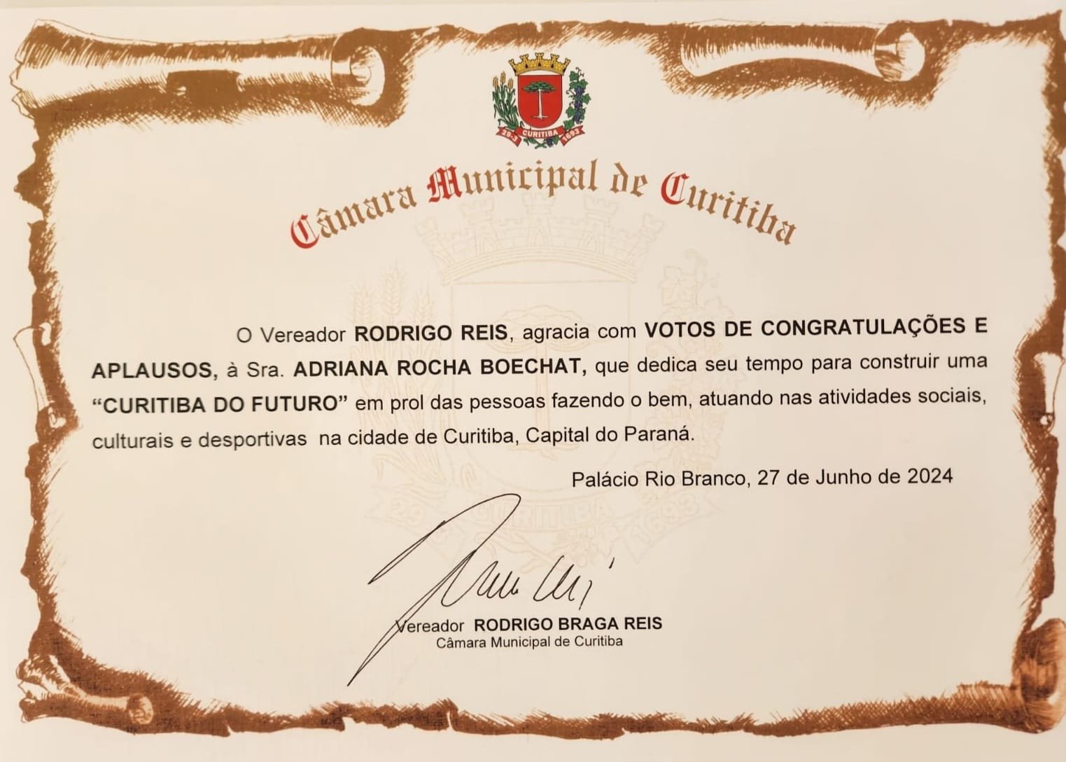Votos de Congratulações — Câmara Municipal de Curitiba