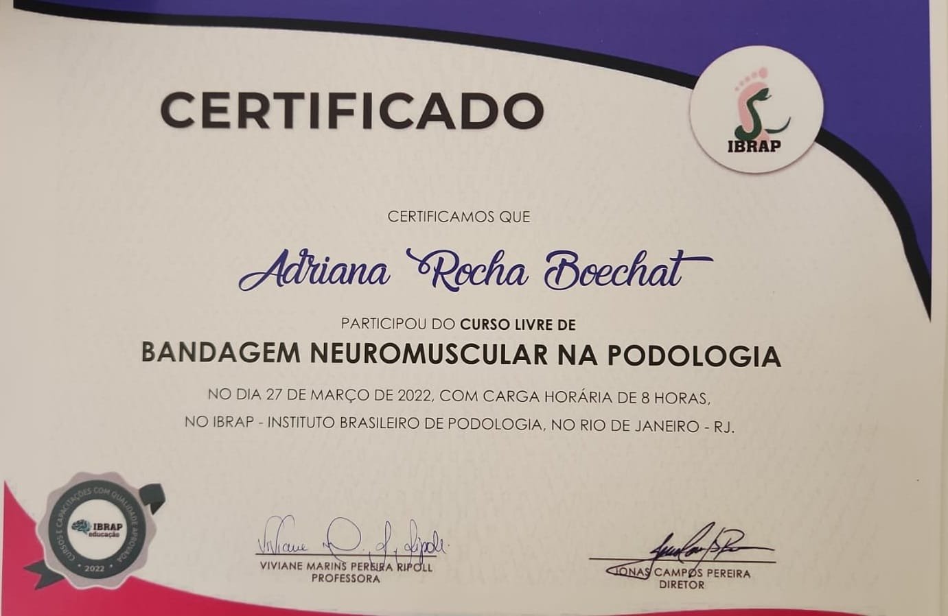 Certificado Bandagem Neuromuscular na Podologia — IBRAP