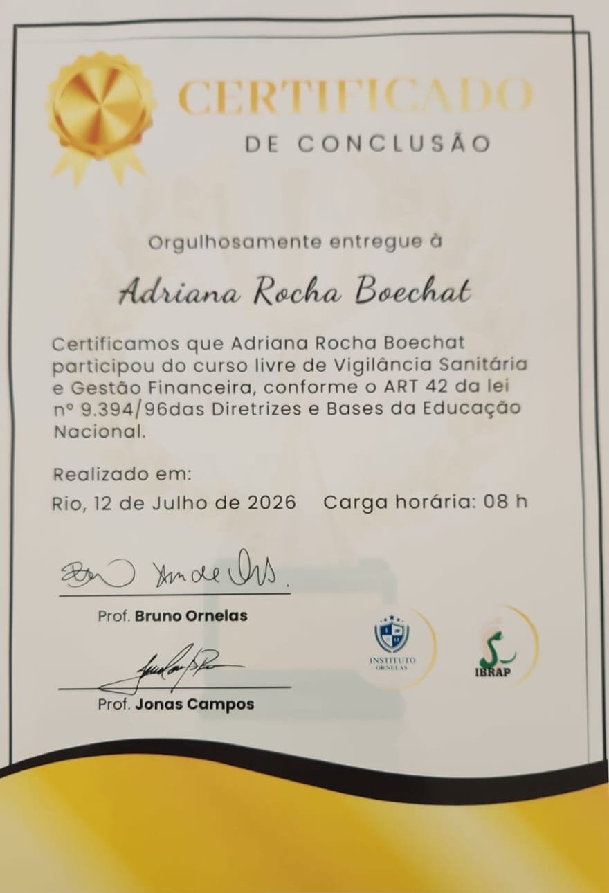 Certificado Vigilância Sanitária e Gestão Financeira — IBRAP / Instituto Ornelas