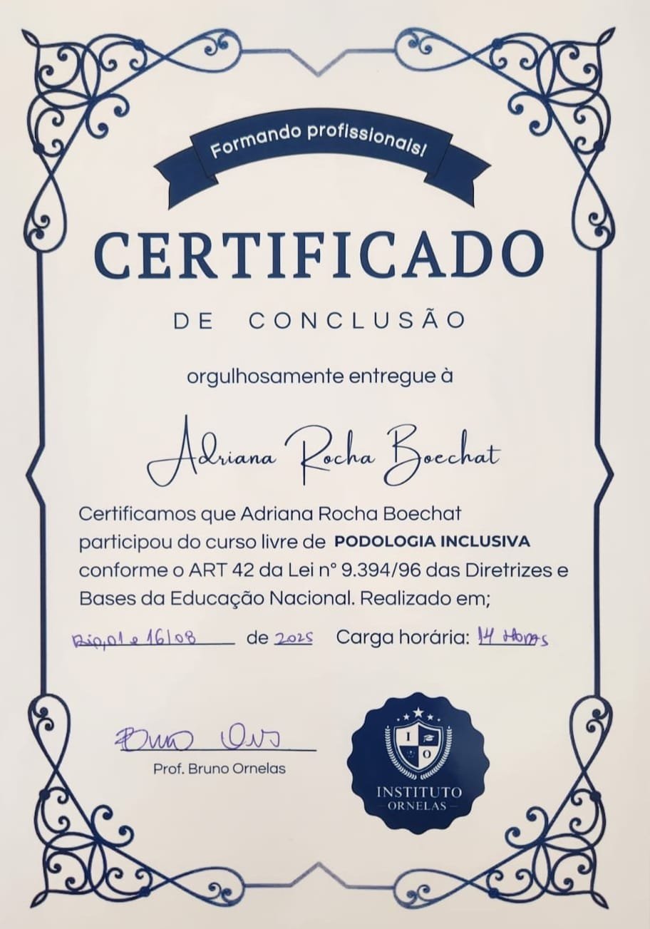 Certificado Podologia Inclusiva — Instituto Ornelas